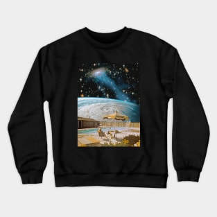 Astro Backyard - Space Collage, Retro Futurism, Sci-Fi Crewneck Sweatshirt